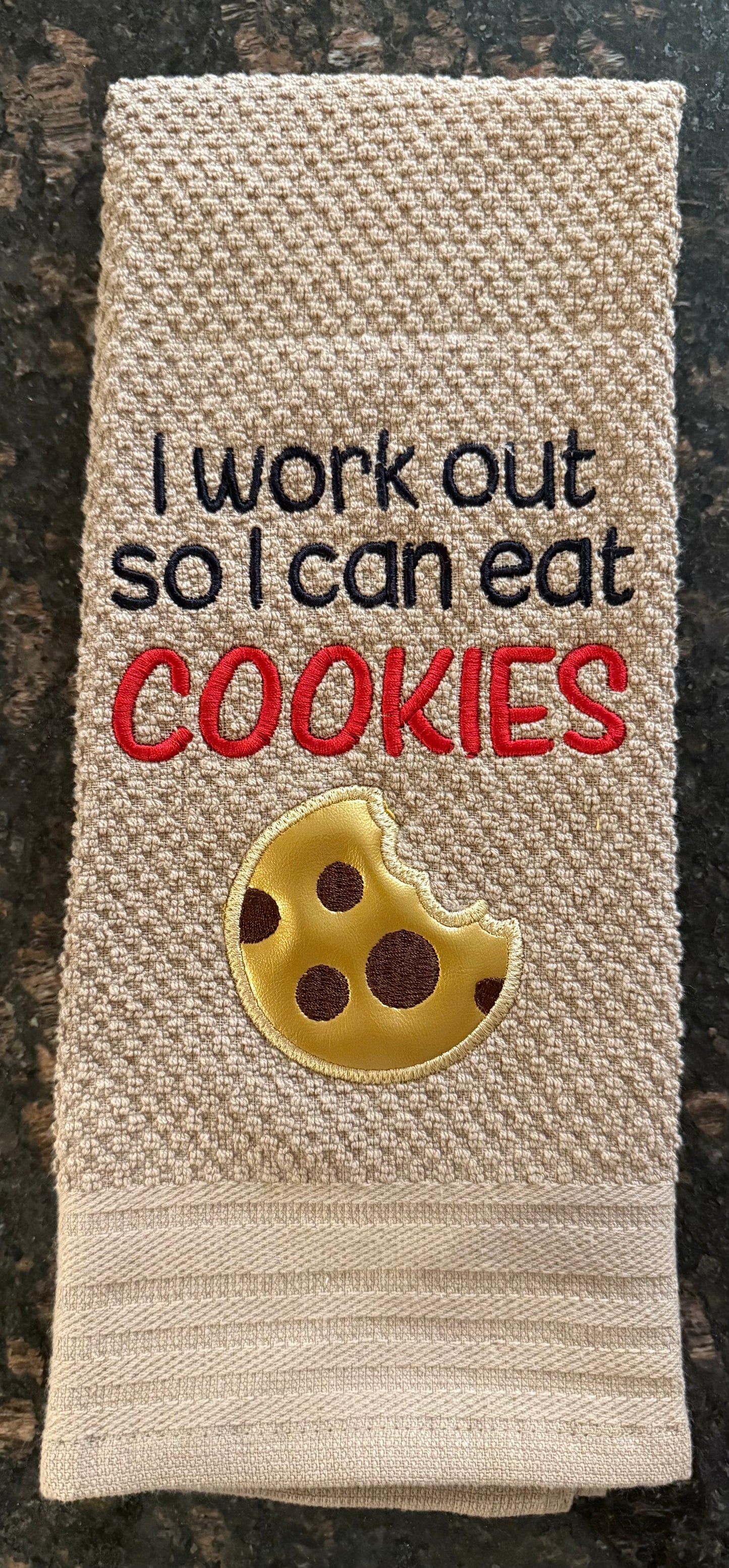 Work out eat cookies with Appliqué