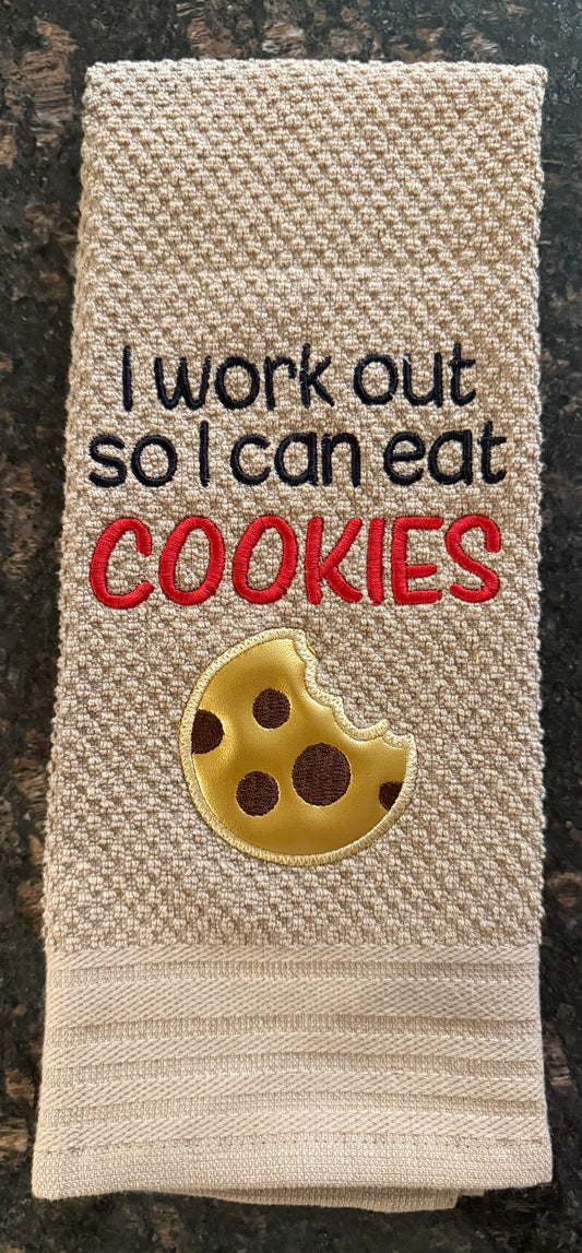 Work out eat cookies with Appliqué