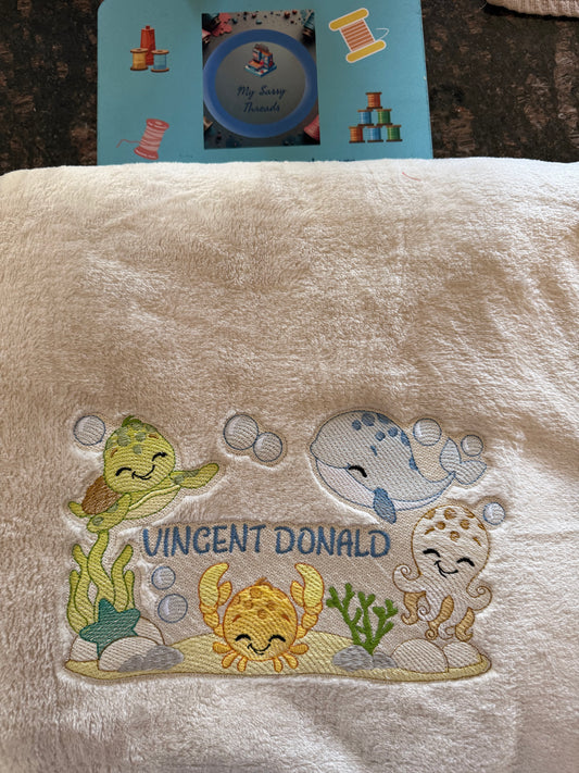 Baby Fleece Fuzzy Blanket - Sea Creatures